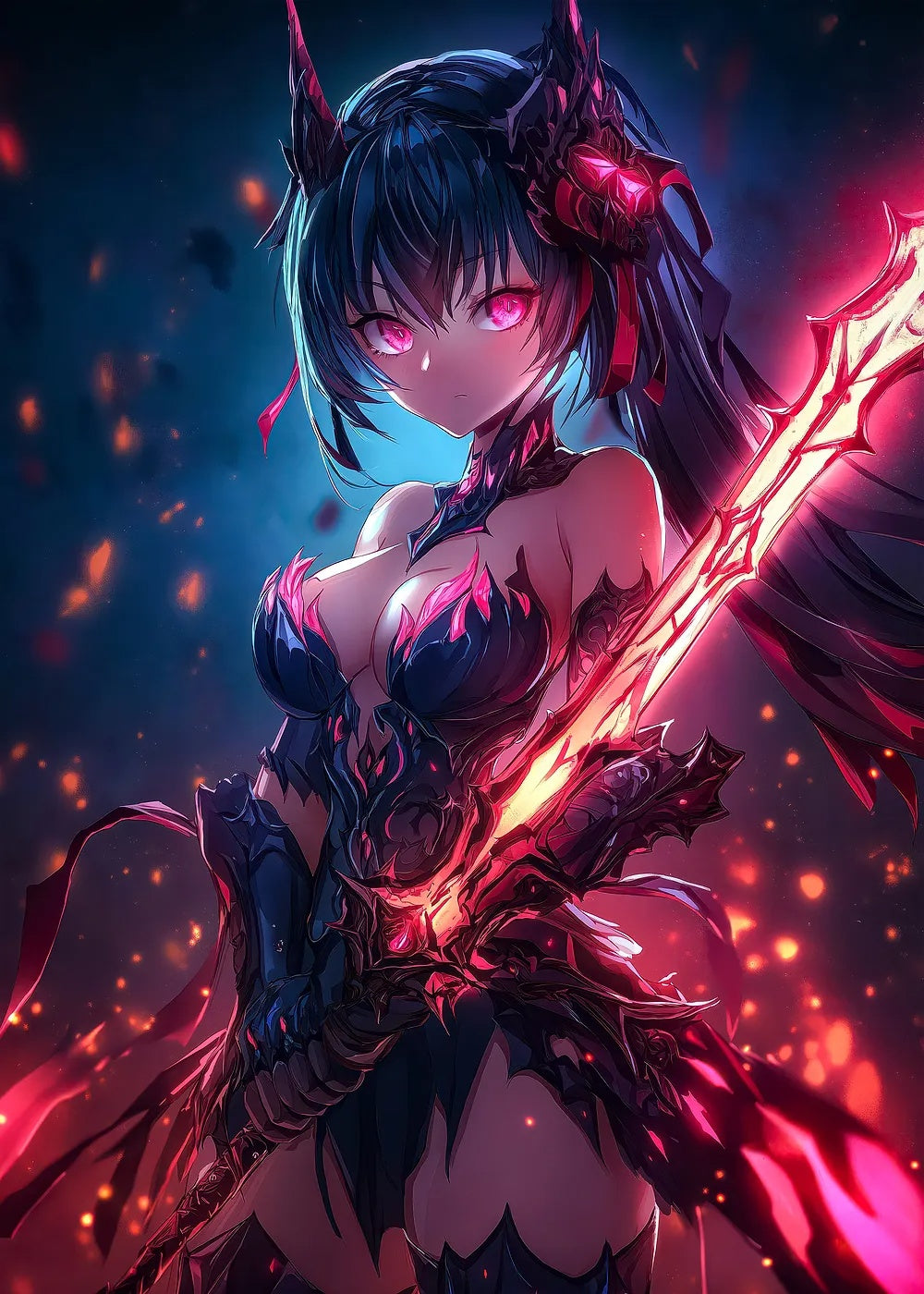 Anime Warrior Girl metal poster artwork